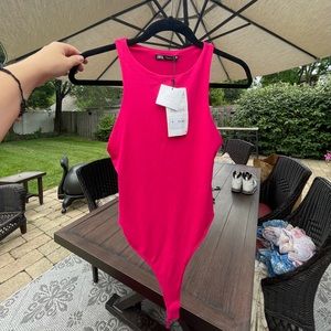 ZARA hot pink Bodysuit NWT